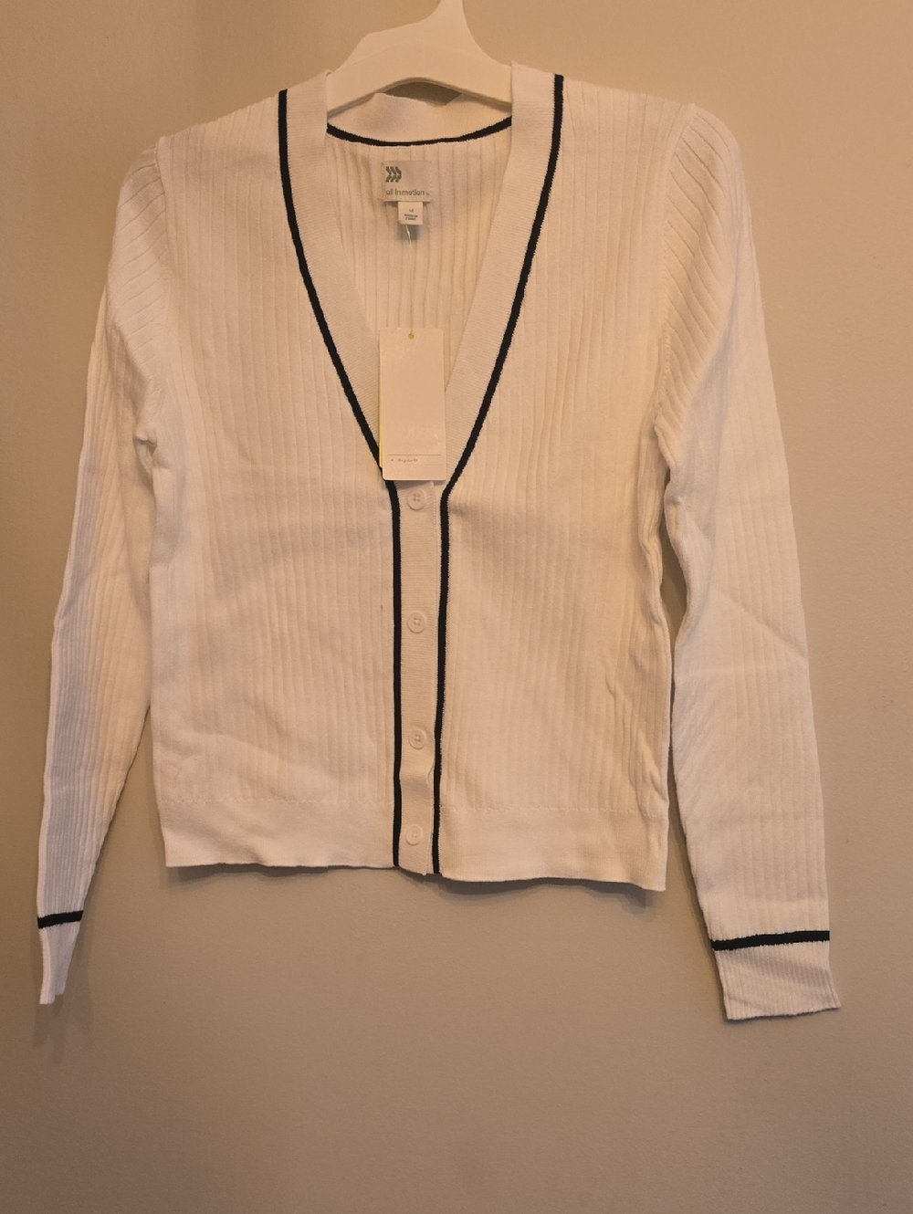 All in Motion Women's White Ribbed Button Down Tennis Cardigan Size Medium